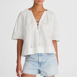 MADEWELL NWT - Poplin Lace Up Top